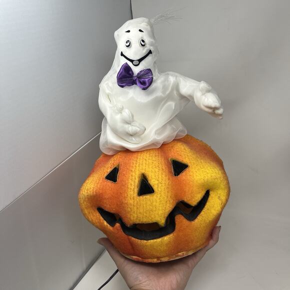2004 Gemmy Halloween Fiber Optic LED Ghost In Jack O Lantern In Box Pumpkin Derp - Picture 7 of 15